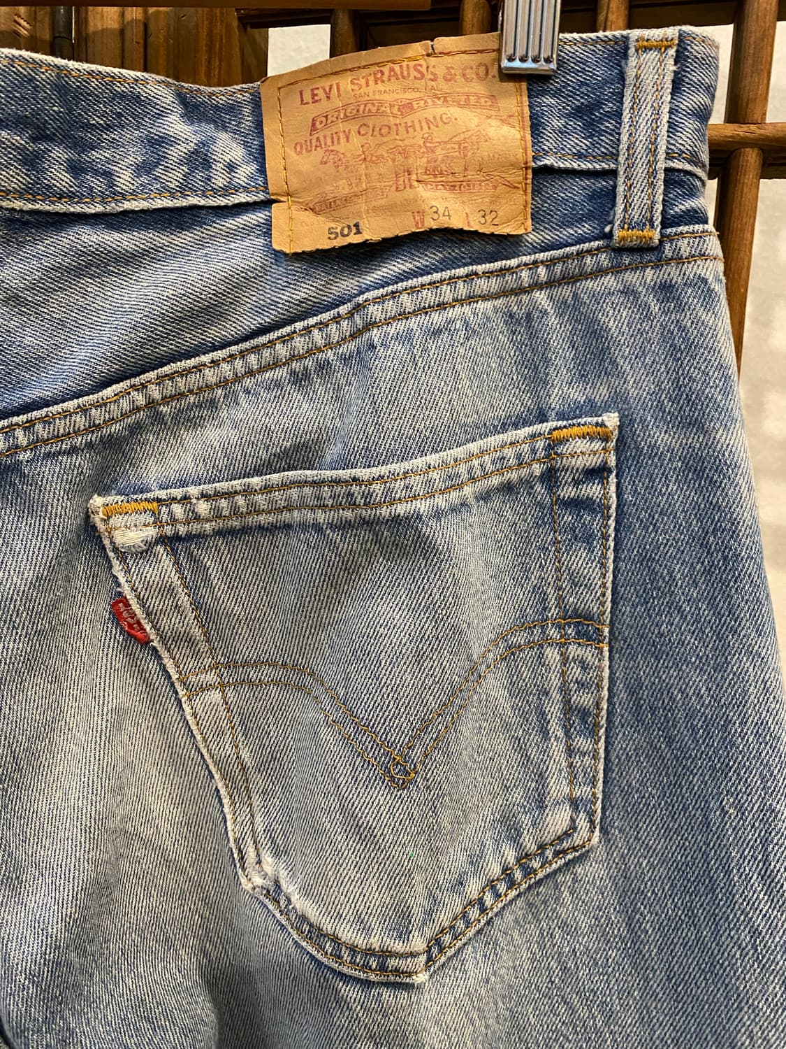 90S 리바이스 501 USA 데님 팬츠 34“ 상품이미지8