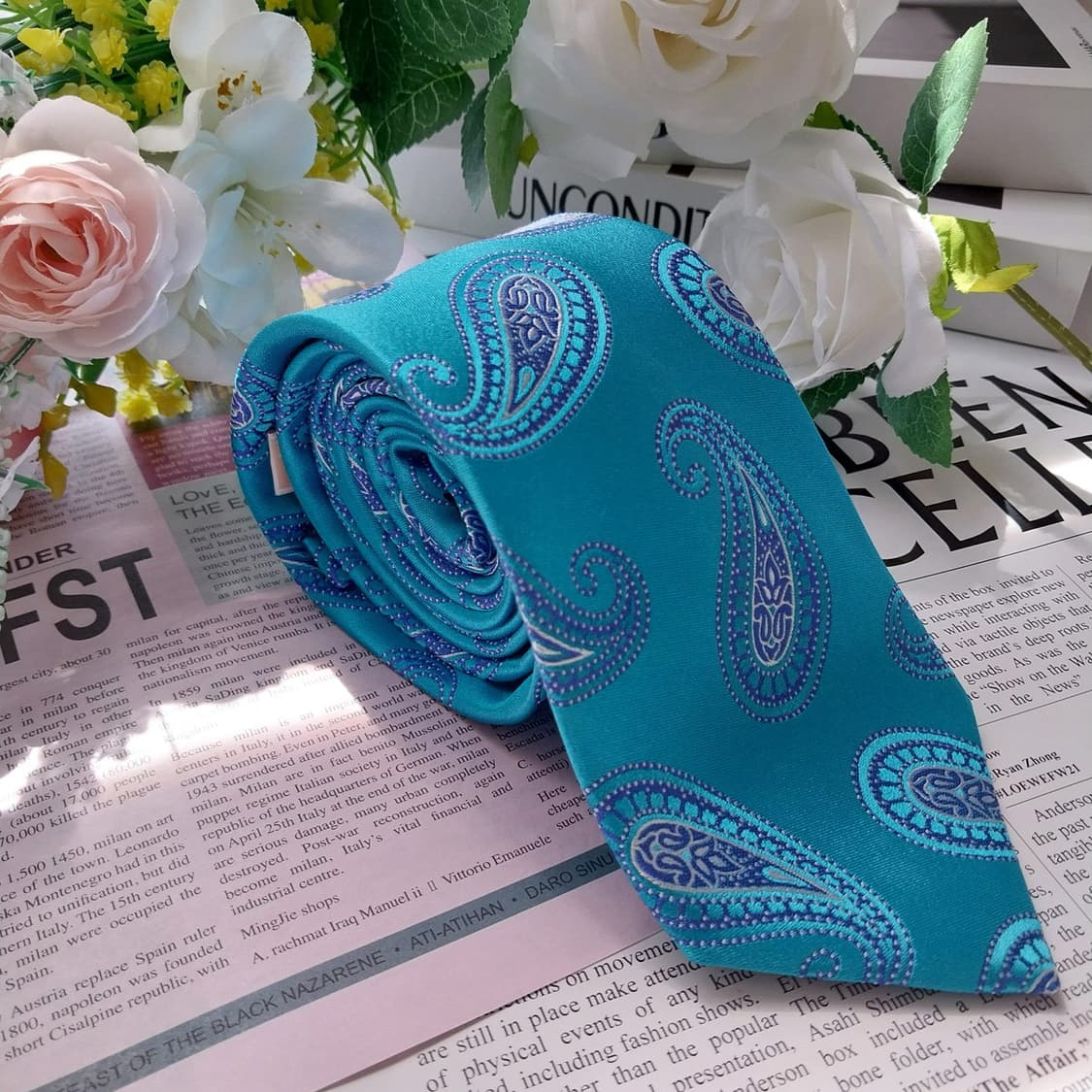 마이클 코어스 실크 블루 페이즐리 넥타이 8.3cm A+등급 K986
 상품이미지2