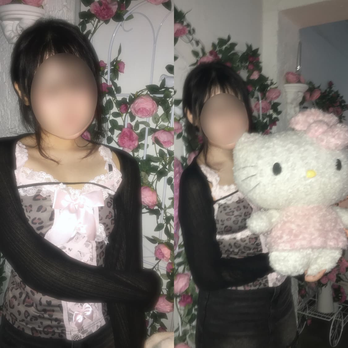 빈티지 호피 히메갸루깔 레이스 레오파드 슬리브리스  상품이미지1