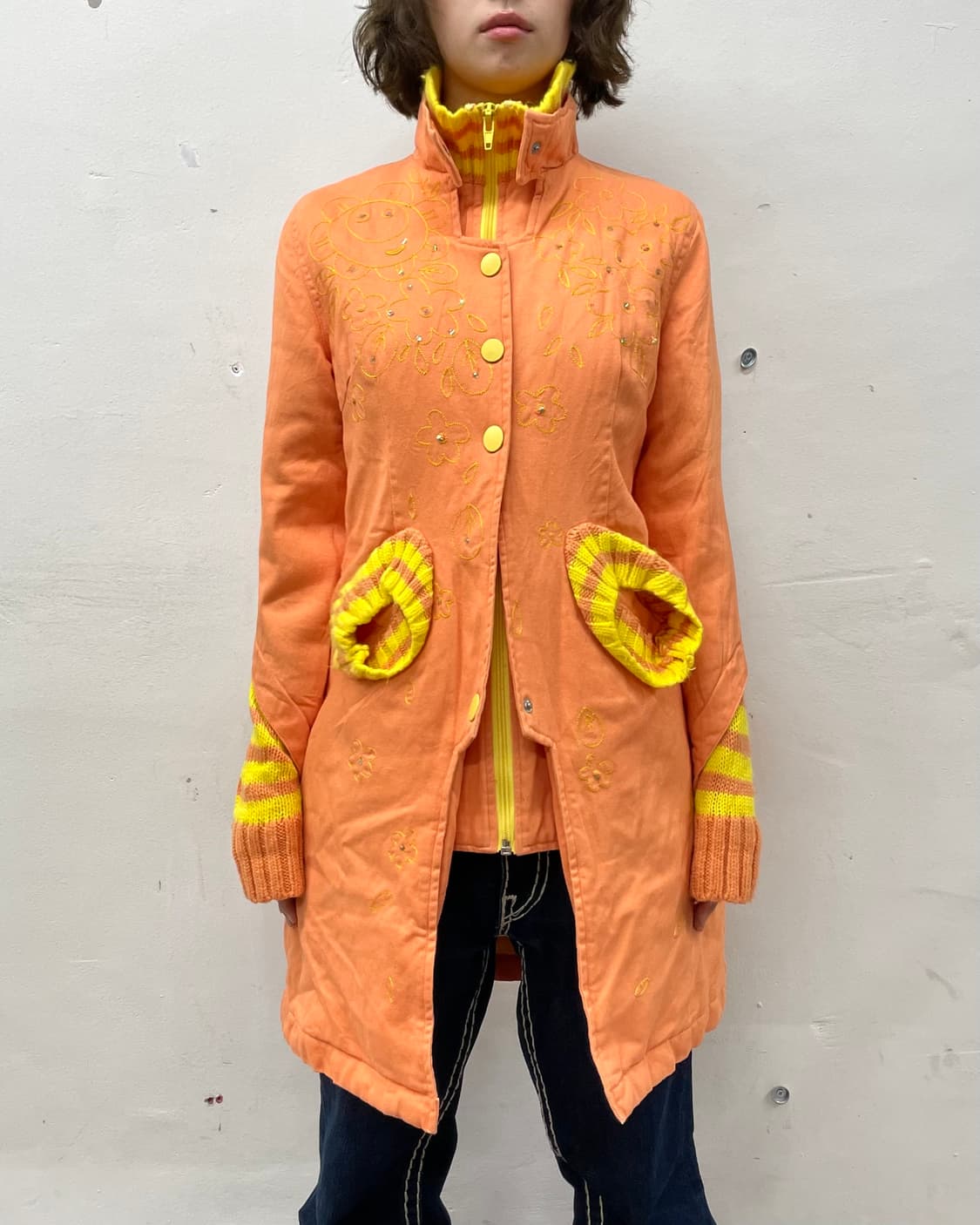 orange knitwear  long jacket 상품이미지3