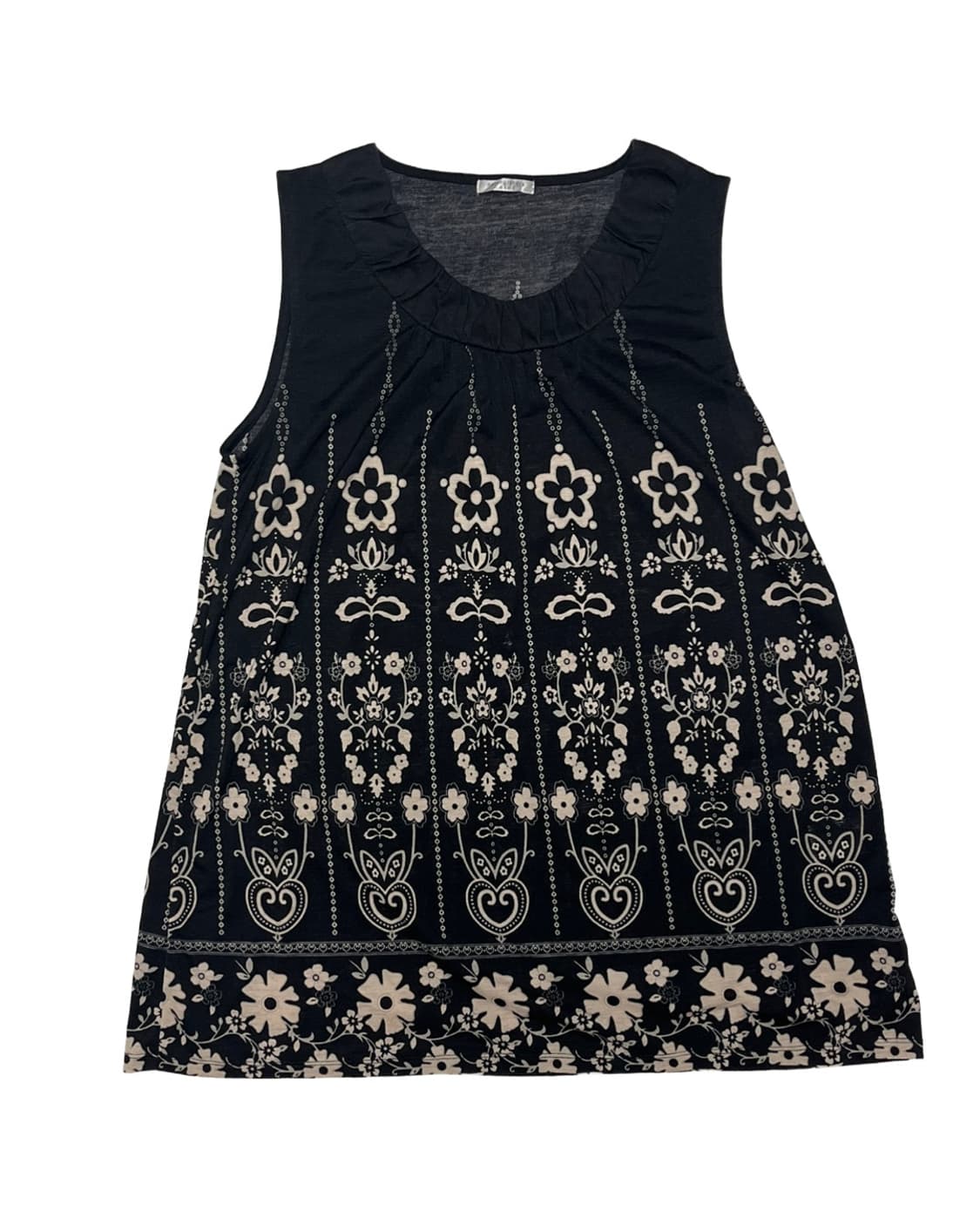 Flower pattern black top 상품이미지1
