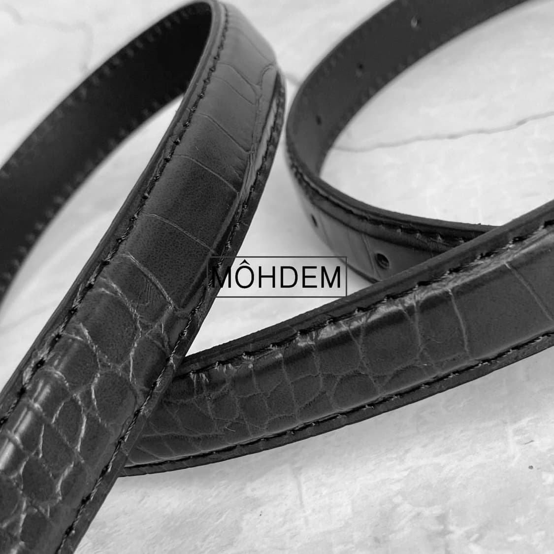 [Unisex] 크로커다일 이태리가죽 벨트 블랙 상품이미지9