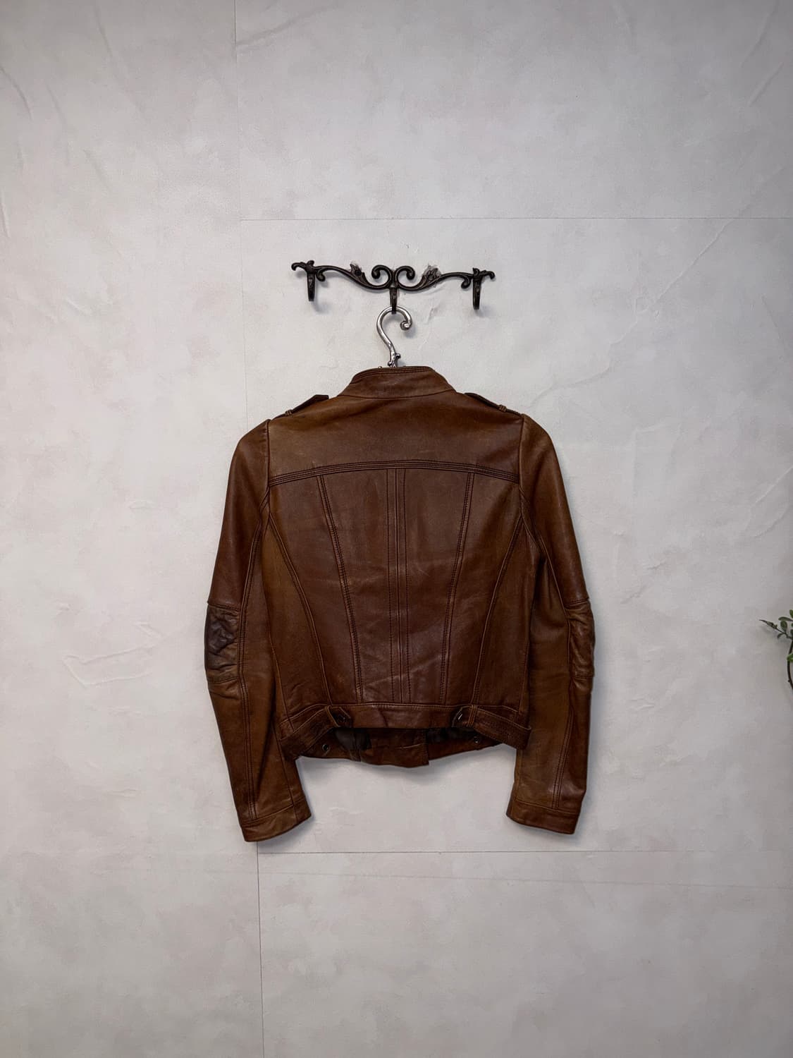 Brown lamb skin shirring zipper jacket  상품이미지4