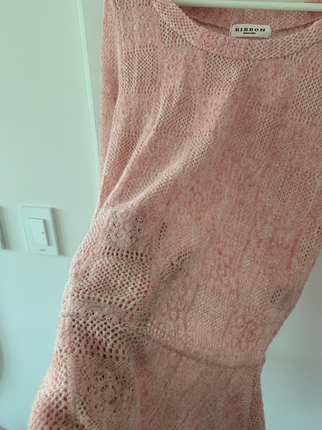 핑크 스퀘어 패턴 니트 상품이미지4