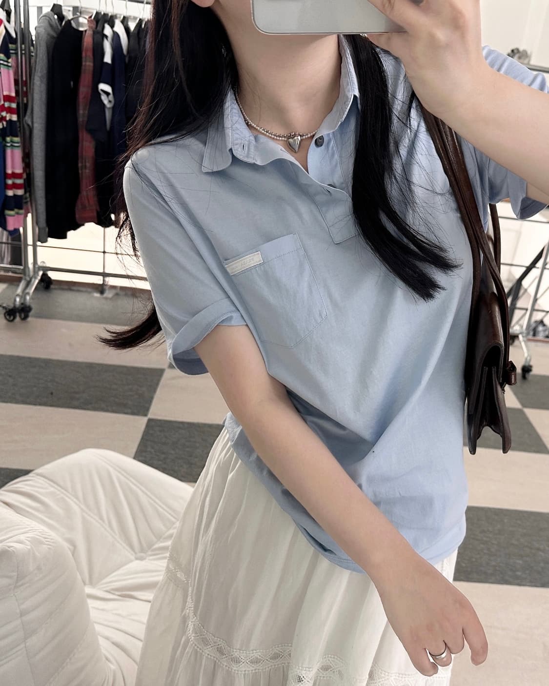 프라다 베이비블루 포켓 카라 티셔츠  상품이미지1