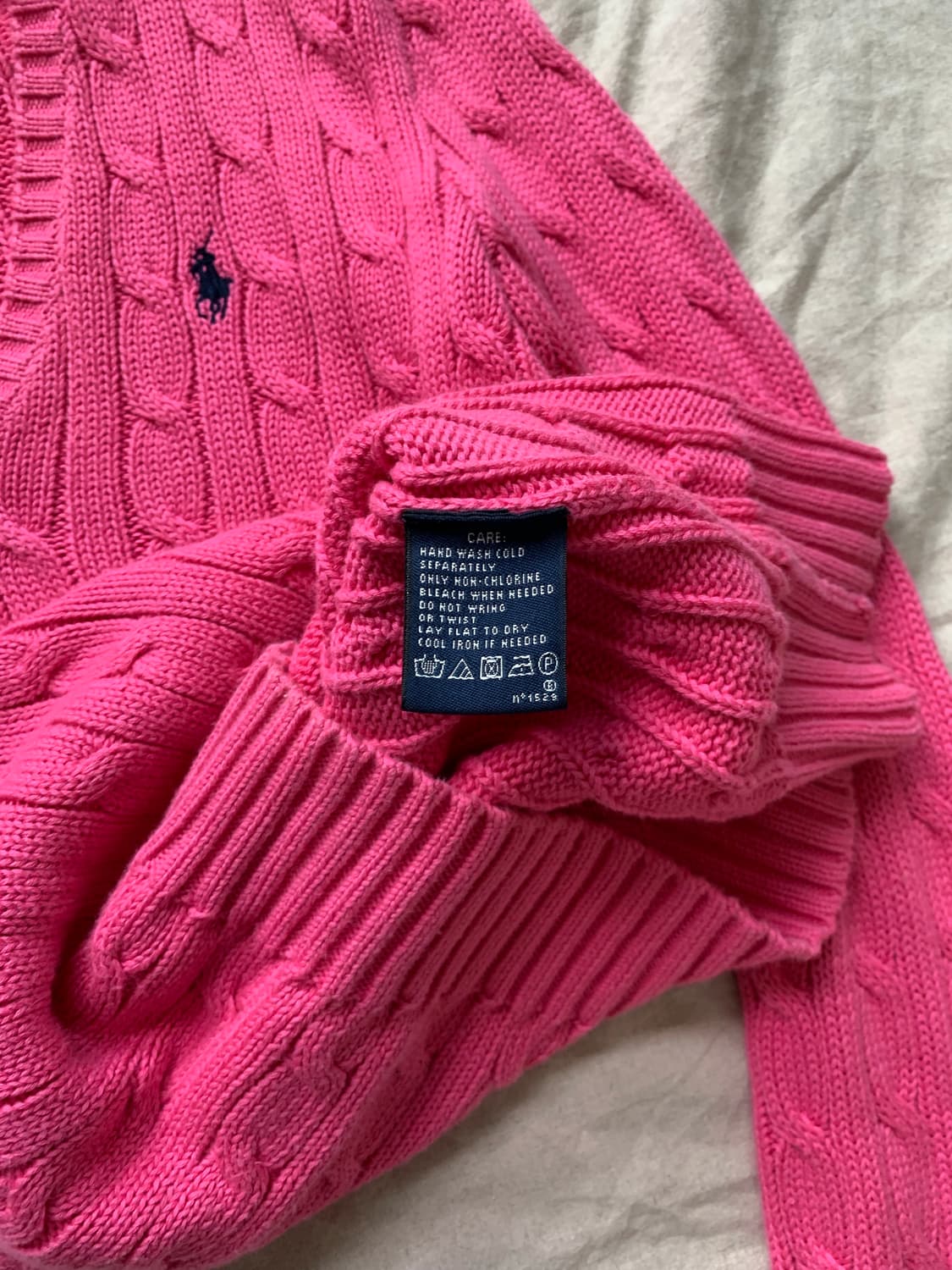 폴로 랄프로렌 포니로고 케이블 브이넥 니트 핑크 상품이미지10