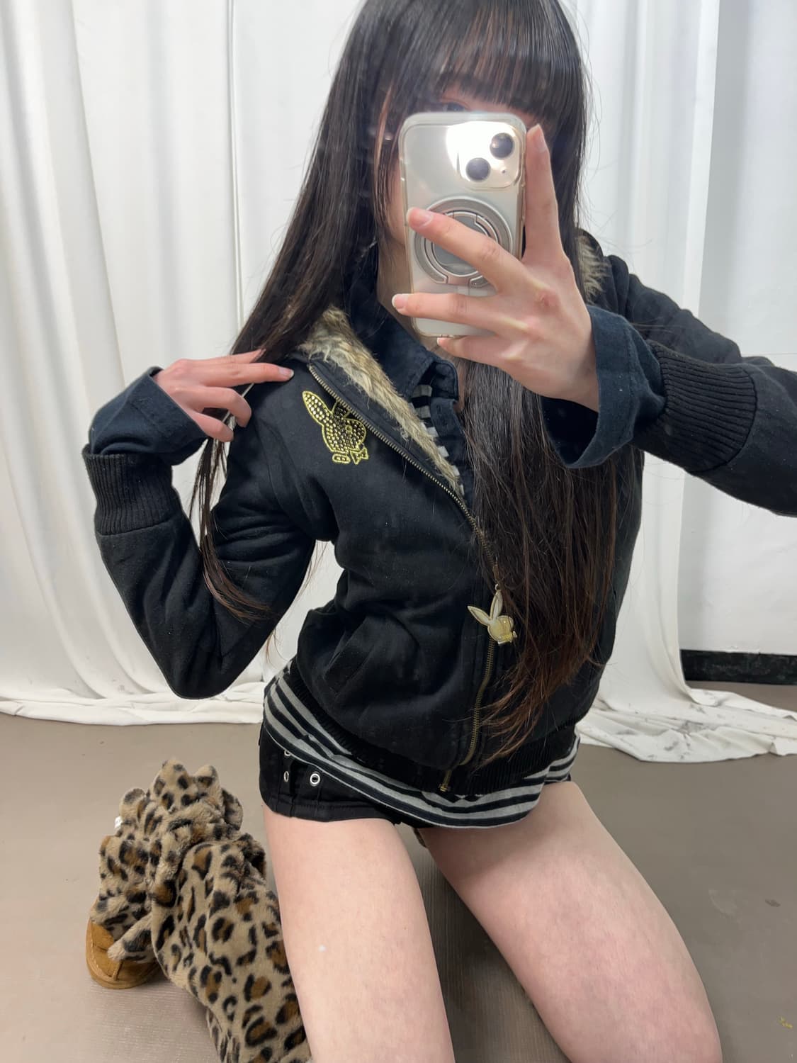 Playboy P2K 스터드 포인트 양털 후드집업 상품이미지7