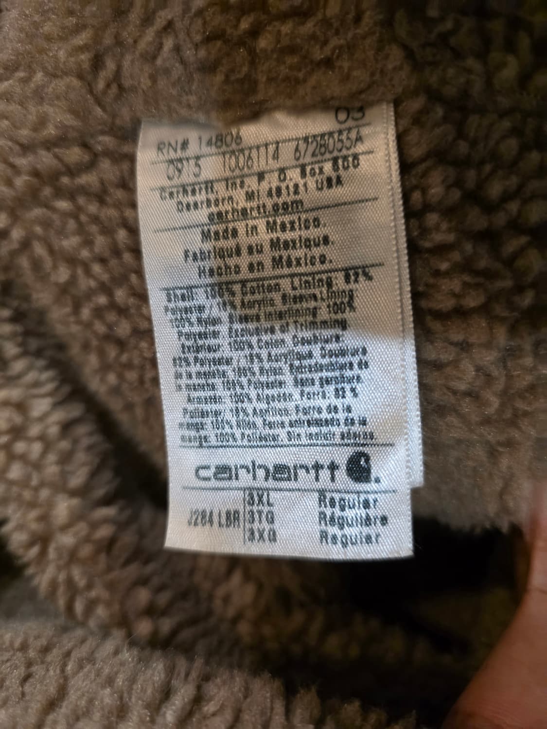 15s 칼하트 J284-LBR 쉐르파 자켓 3XL 상품이미지10