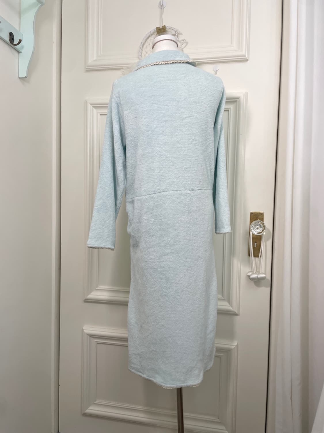 sheer blue lace trim pocket long homewea 상품이미지3