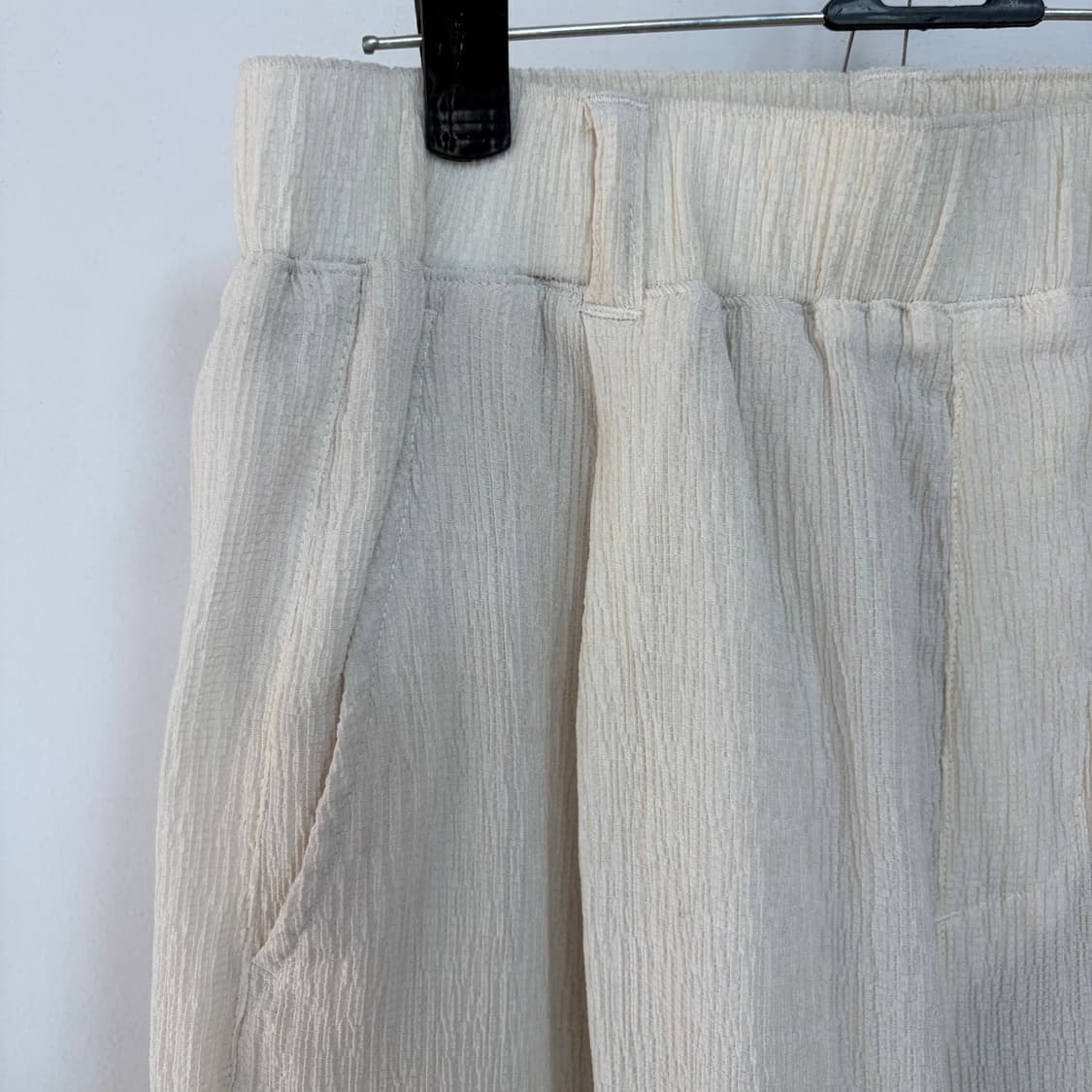 키뮤어 아이보리 밴딩 골지 와이드 팬츠 상품이미지2