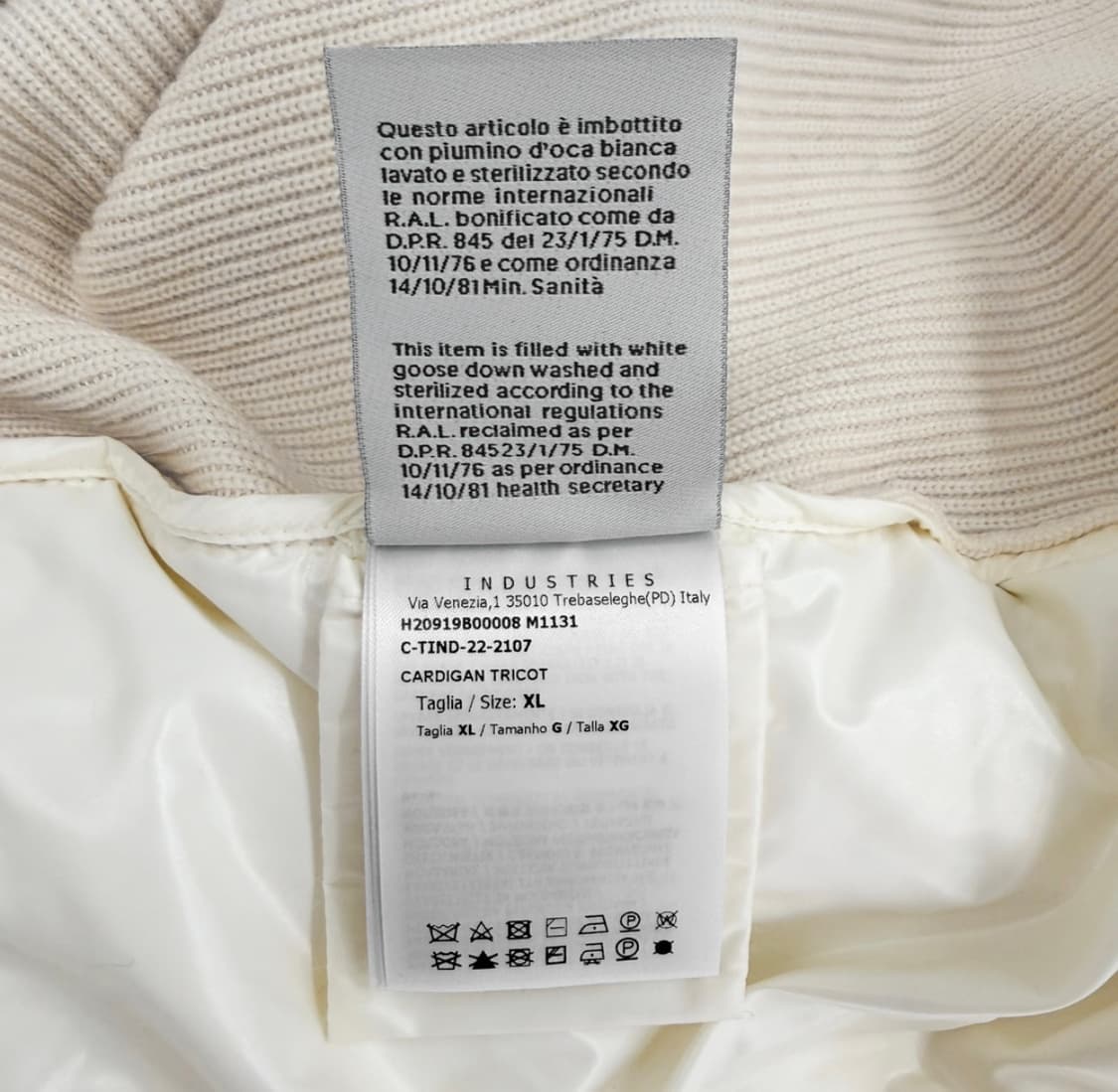 [XL] 몽클레어 남성 와펜 니트 집업 패딩 울 가디건 자켓 아이보리 상품이미지8