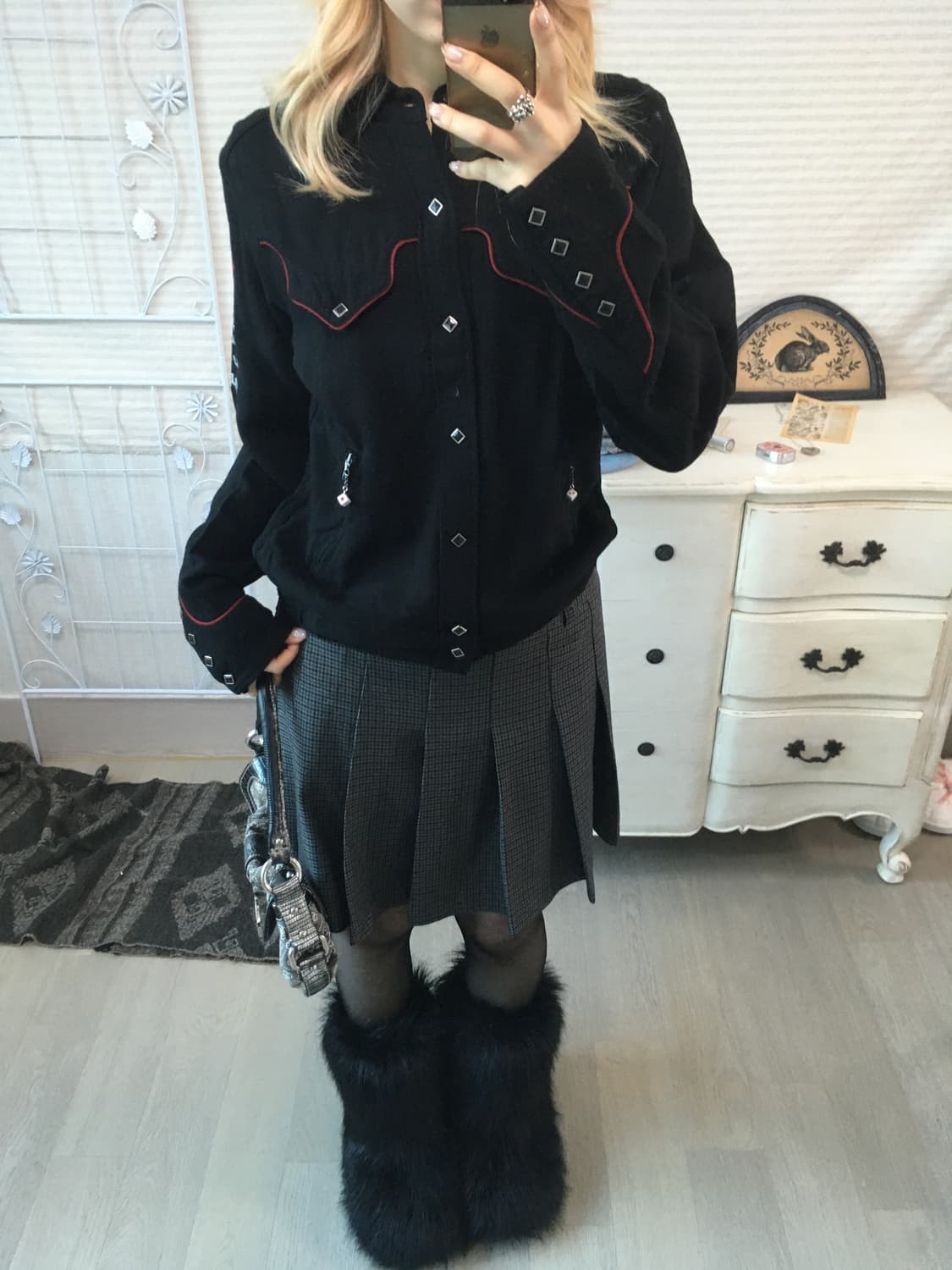 빈티지 히스테리 글래머 스컬 버튼셔츠 y2k 스트릿 갸루 펑키 일본빈티지 상품이미지2