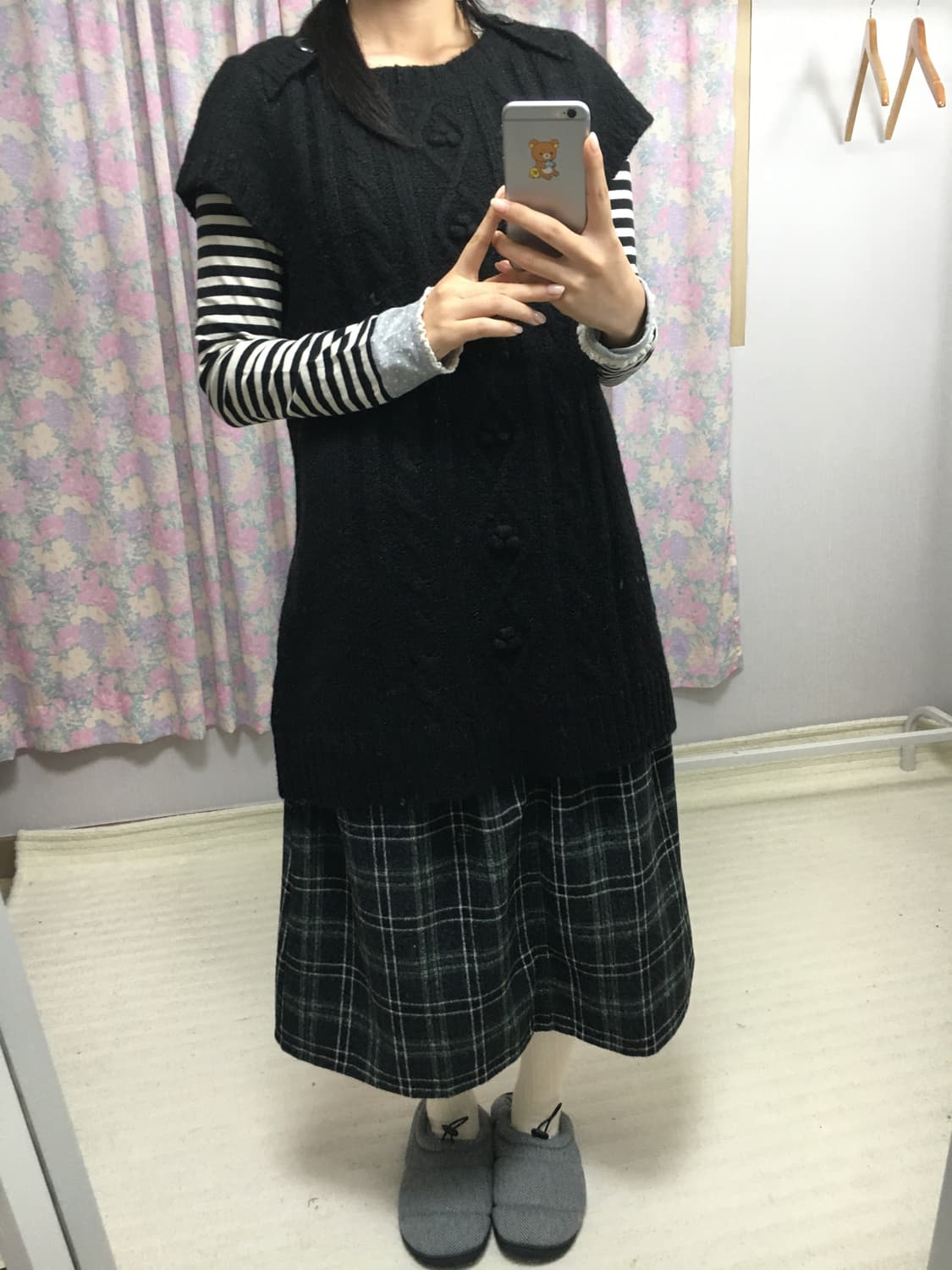 블랙 니트 반소매 원피스 상품이미지4