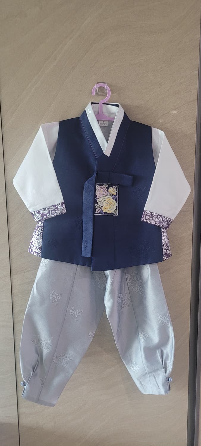 🌈남아 한복 4호🌈 네이비 쓰리피스(5살정도~키작6살)) 상품이미지1