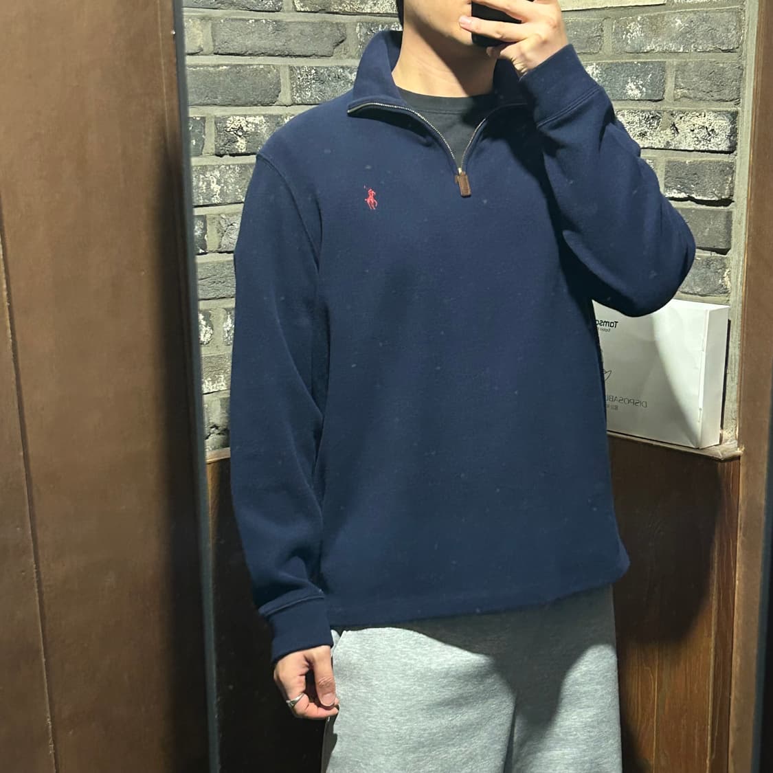 L) 폴로 랄프로렌 반집업 풀오버 코튼 니트 네이비 상품이미지9