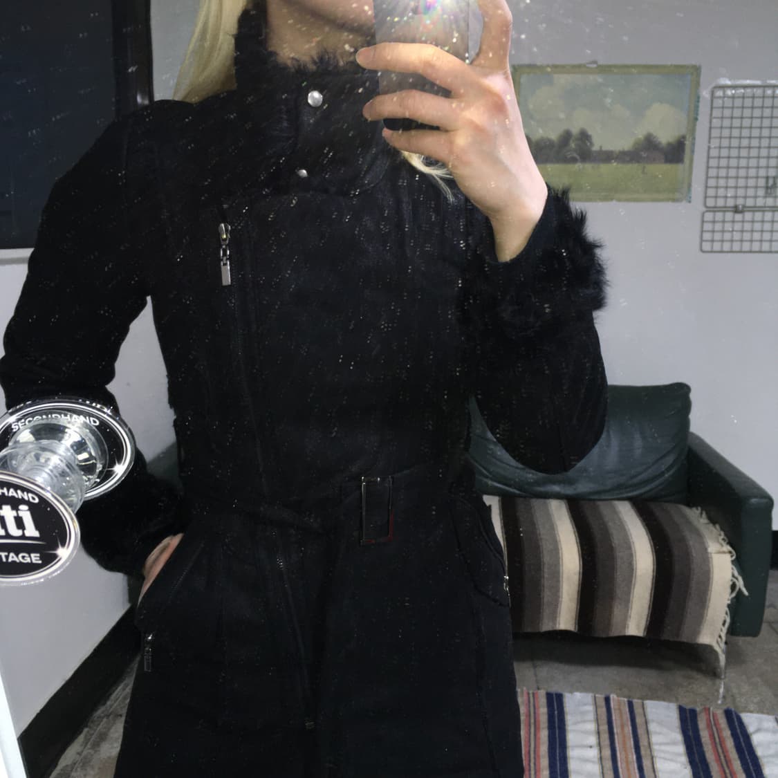 투티/0184 리오 벨 블랙 자켓 코트 무스탕 양가죽 폭스퍼 상품이미지2