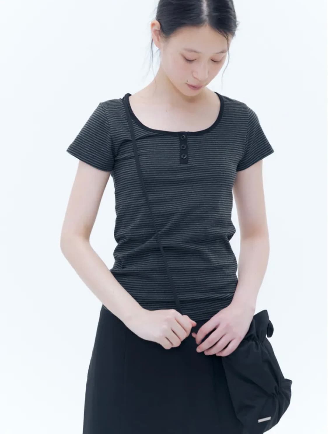 미세키서울 Striped 슬리브 반팔 티셔츠 상품이미지3