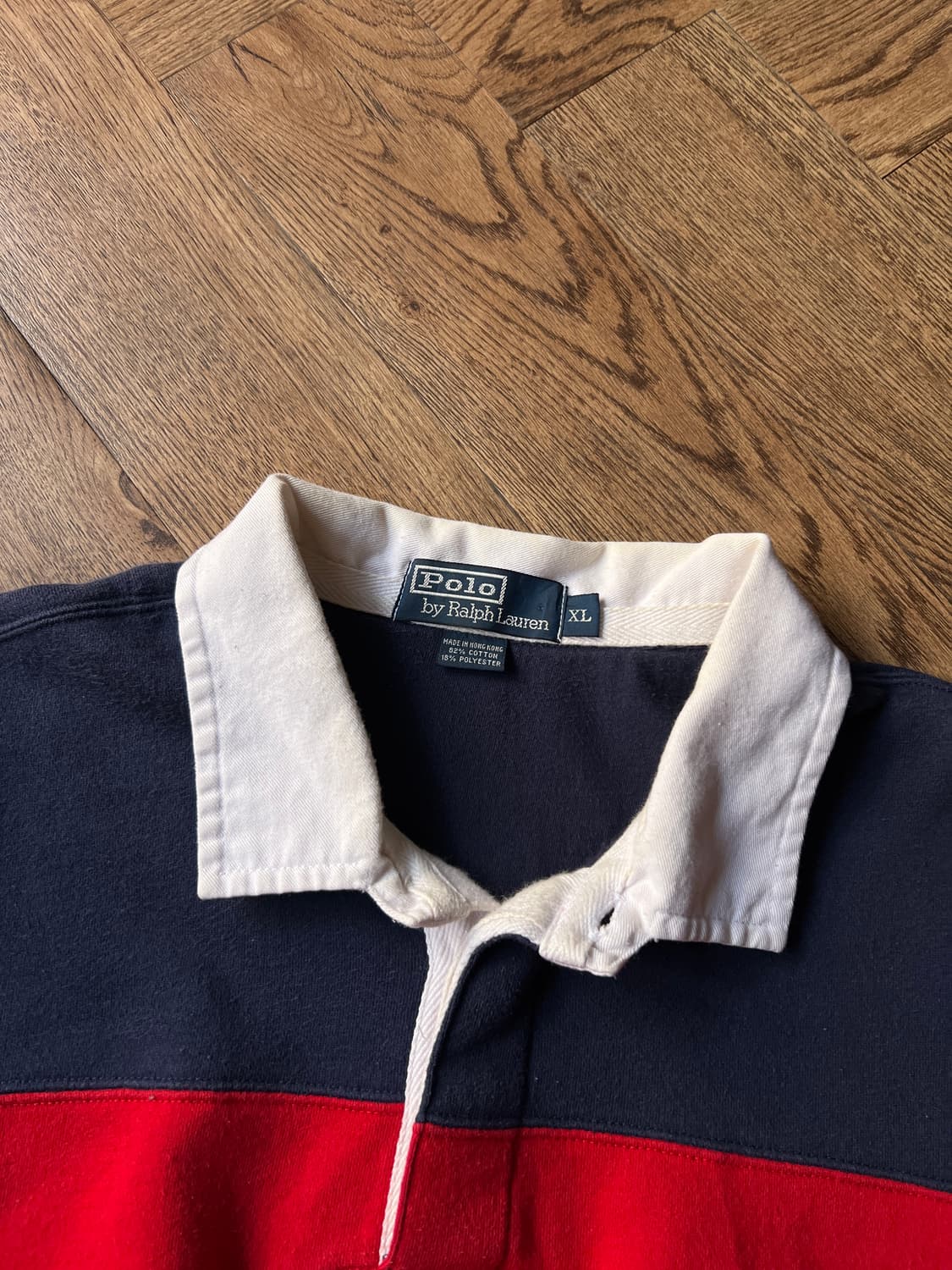 [XL]폴로 랄프로렌 레드 네이비 럭비 티셔츠 상품이미지2