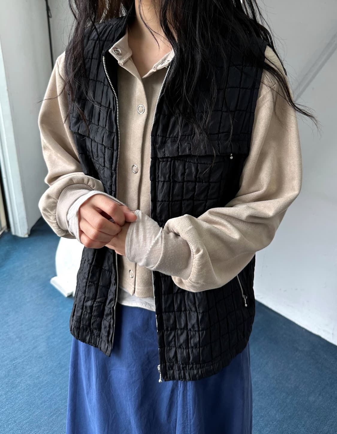 Washed poly quilted design vest 상품이미지6