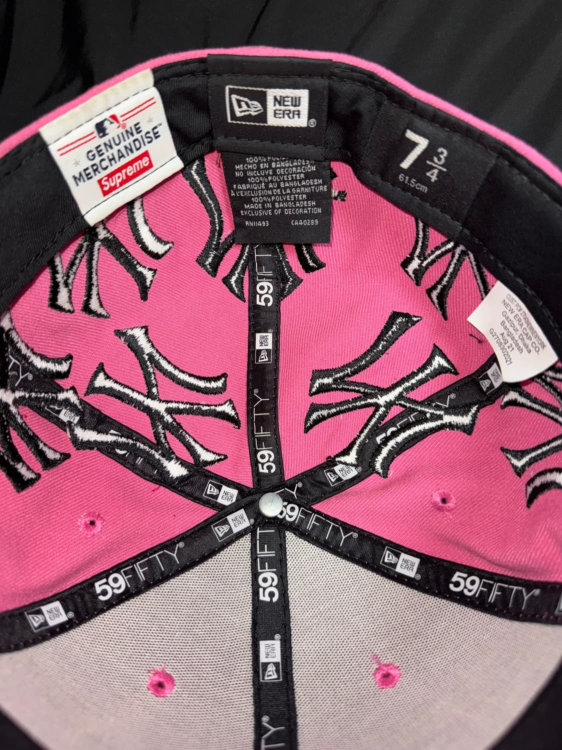 [734] 21FW 슈프림x뉴옥 양키스 박스로고 뉴에라 핑크 상품이미지7