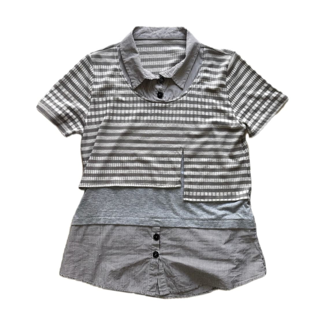 빈티지 스트라이프 레이어드 셔츠 상품이미지1