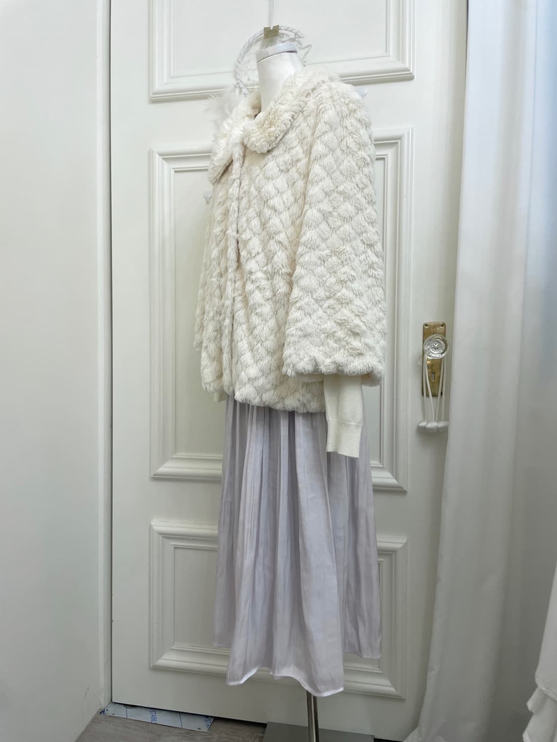 sheer lavender pleats long banding skirt 상품이미지7