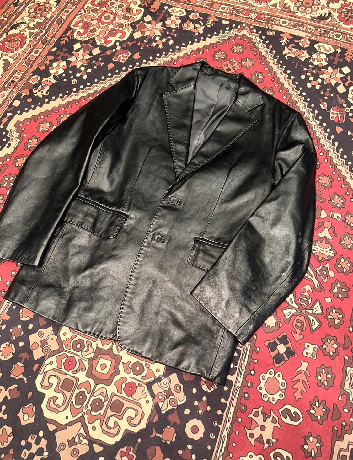 ( M-L ) 가죽마이 블레이져 가죽블레이저 레더자켓 가죽카코트 상품이미지5