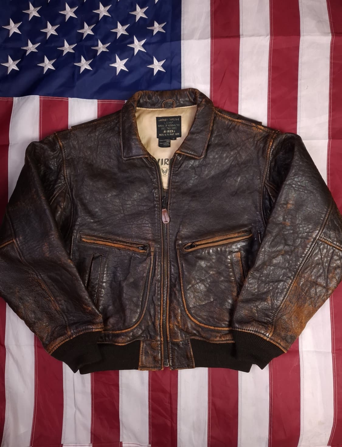 오리지날 아비렉스 미해군 G-2 천연가죽 항공점퍼 상품이미지1