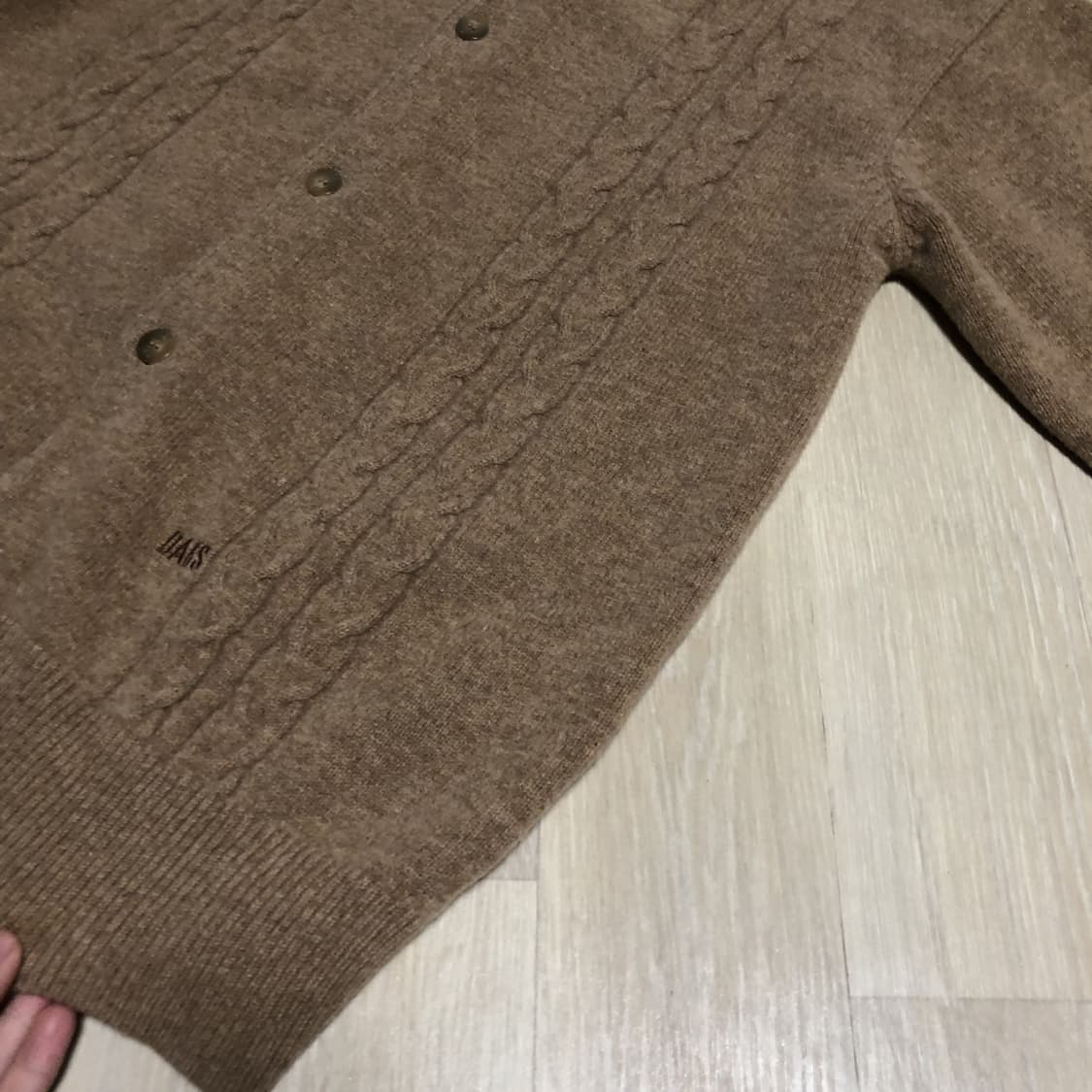 (105) 닥스 DAKS 100% 퓨어울 카라 케이블 가디건 다크 카멜 상품이미지4