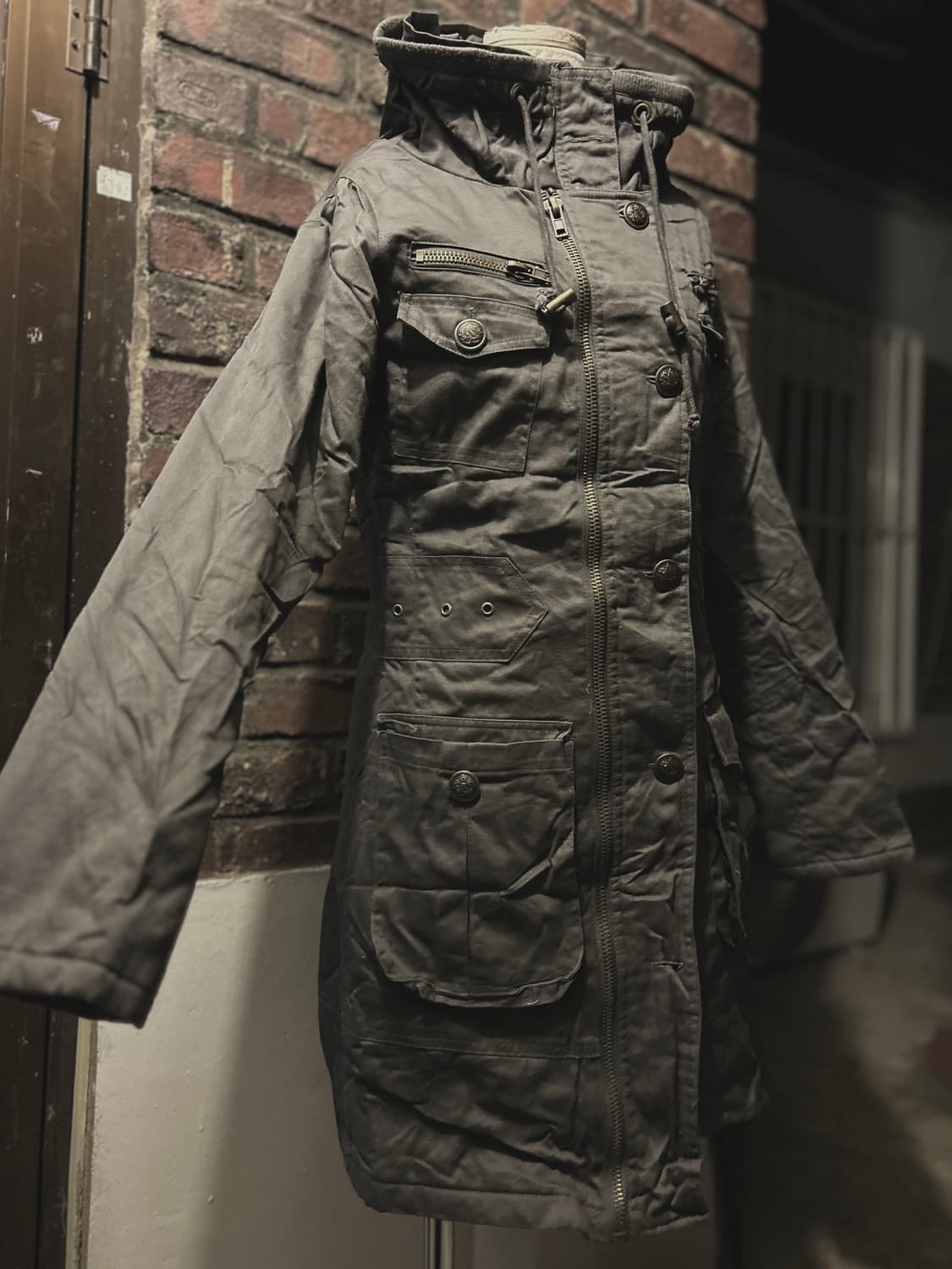 *rare design* 2000s 보노넥 그레이 버튼 야상 자켓 상품이미지1