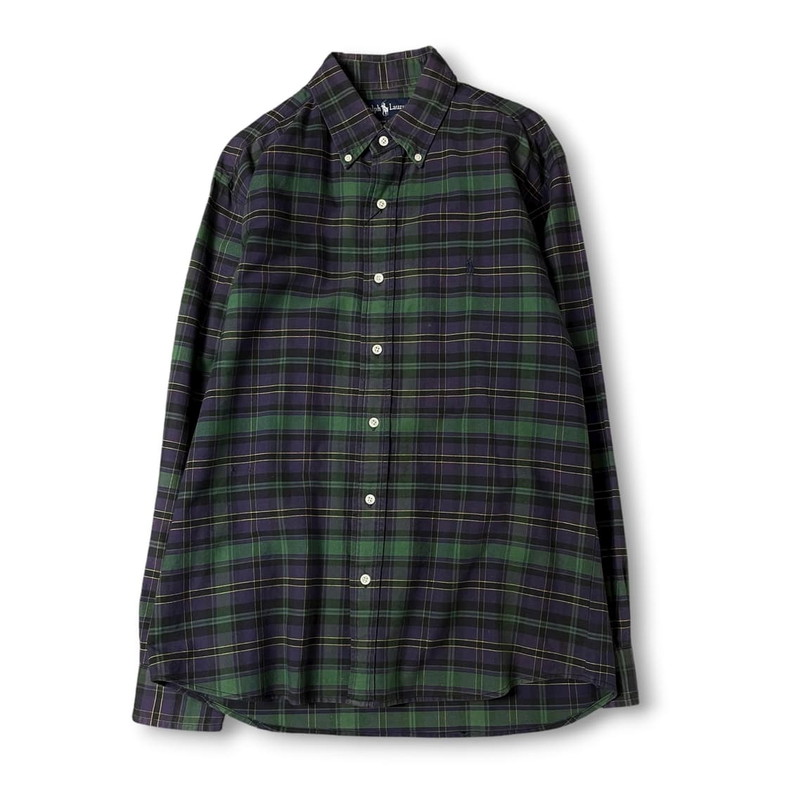 폴로 랄프로렌 퍼플 그린 체크 패턴 긴팔 셔츠 L 상품이미지1