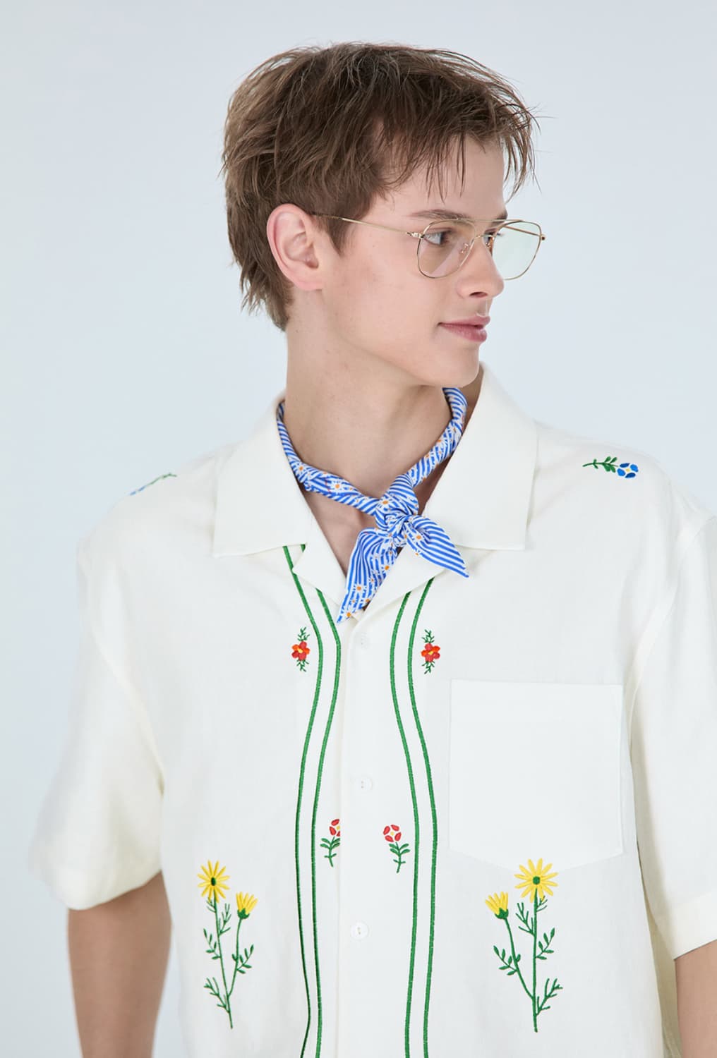 (삽니다)(m) STU Flowery Embroidery Shirt 상품이미지1