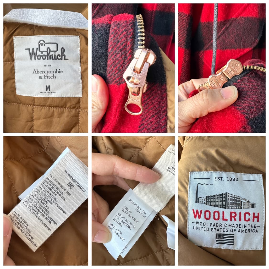 울리치 x 아베크롬비 체크 울 코트 레드 M 상품이미지10