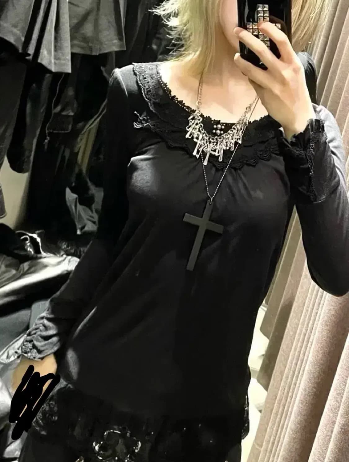 다크페어리롱슬리브 일본빈티지고스지뢰펑크로맨틱갸루니혼진모리걸핀터00s 상품이미지2