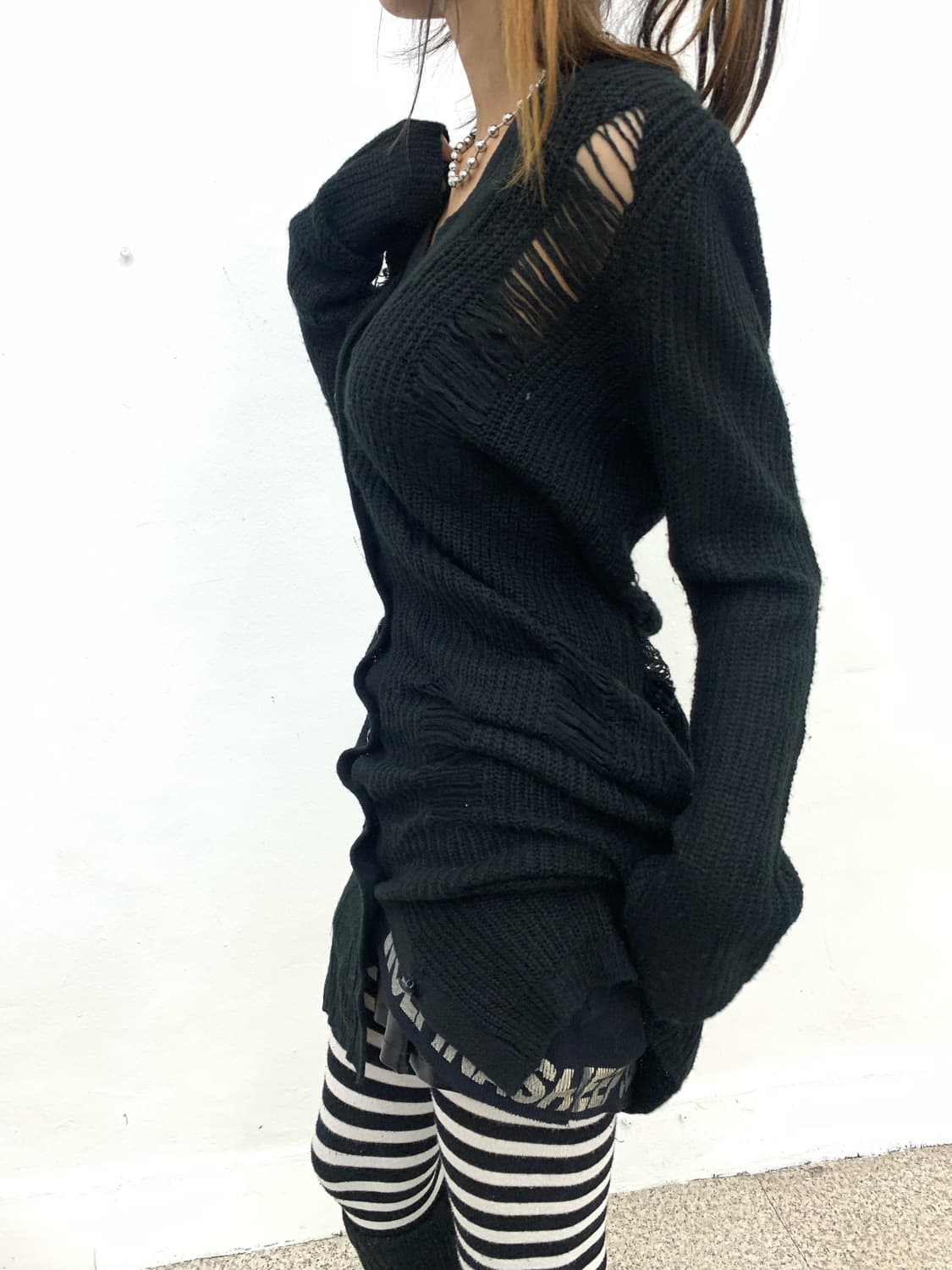 Dig deep distressed grunge long knit car 상품이미지1