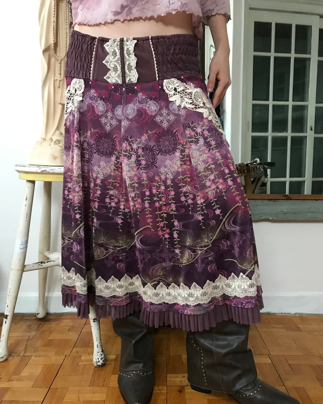 vintage pattern lace skirt  상품이미지5