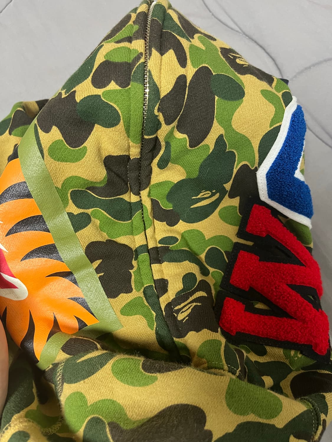 베이프 ABC 카모 샤크 후드집업 그린 양면 지퍼 희귀제품 상품이미지5