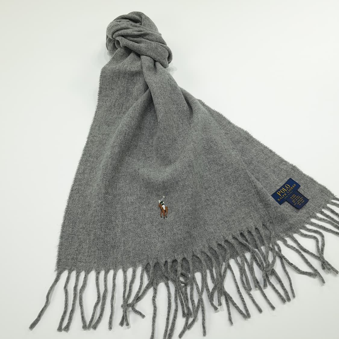MX208 폴로 랄프로렌 그레이 버진울 목도리 머플러 상품이미지2