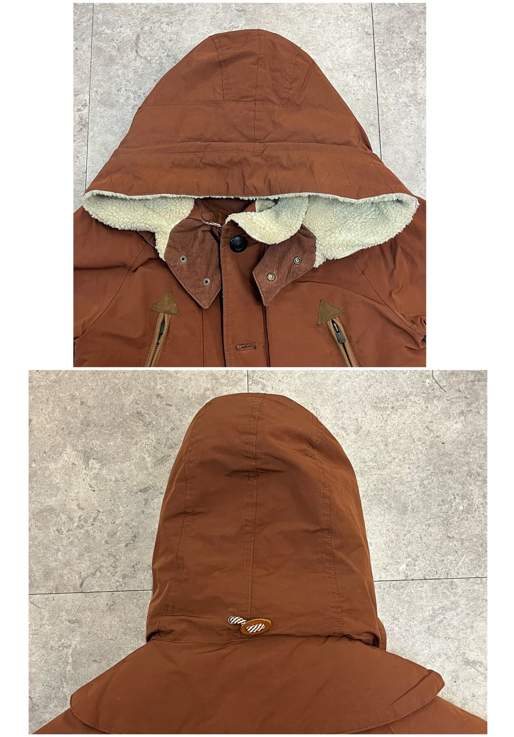 송지오 야상 후드 자켓 오렌지브라운 95 #csz220 상품이미지4