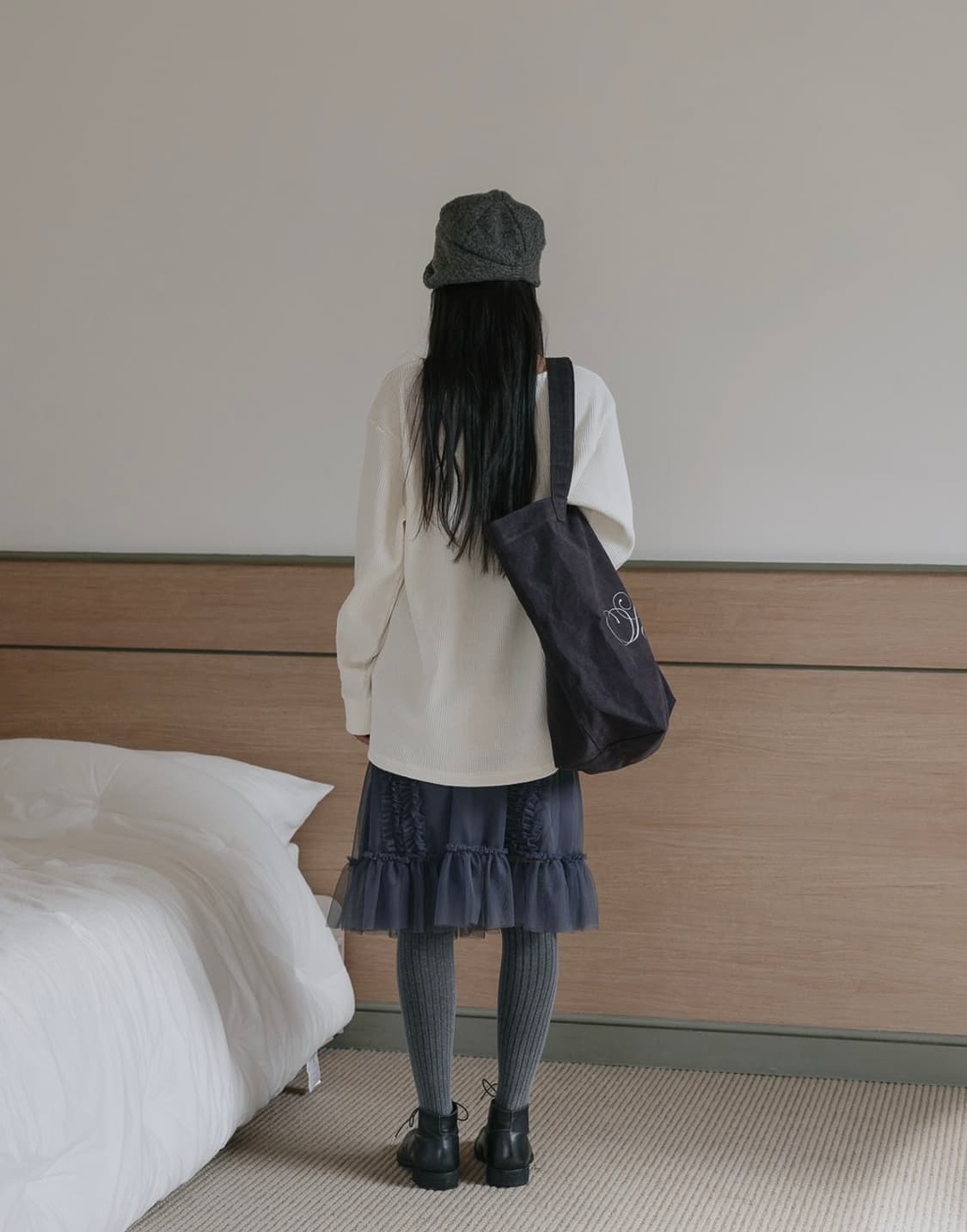 생긴스튜디오 밴딩 러플 튜튜 샤 프릴 캉캉 스커트 더스티 블루 상품이미지3