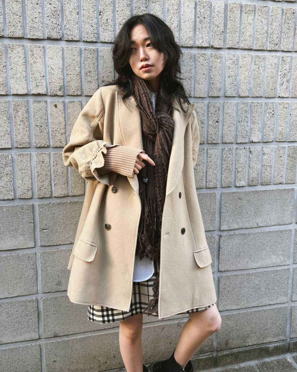 언더커버 드레이프 디테일 워머 더블 코트 상품이미지5