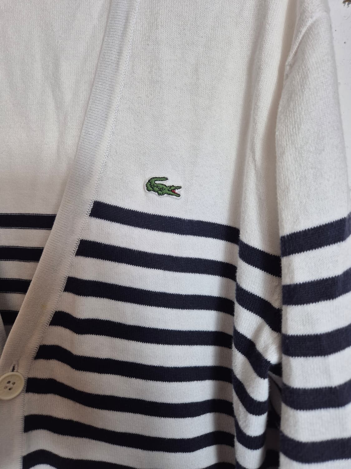 4) 라코스테 스트라이프 가디건 화이트 네이비 100 상품이미지3