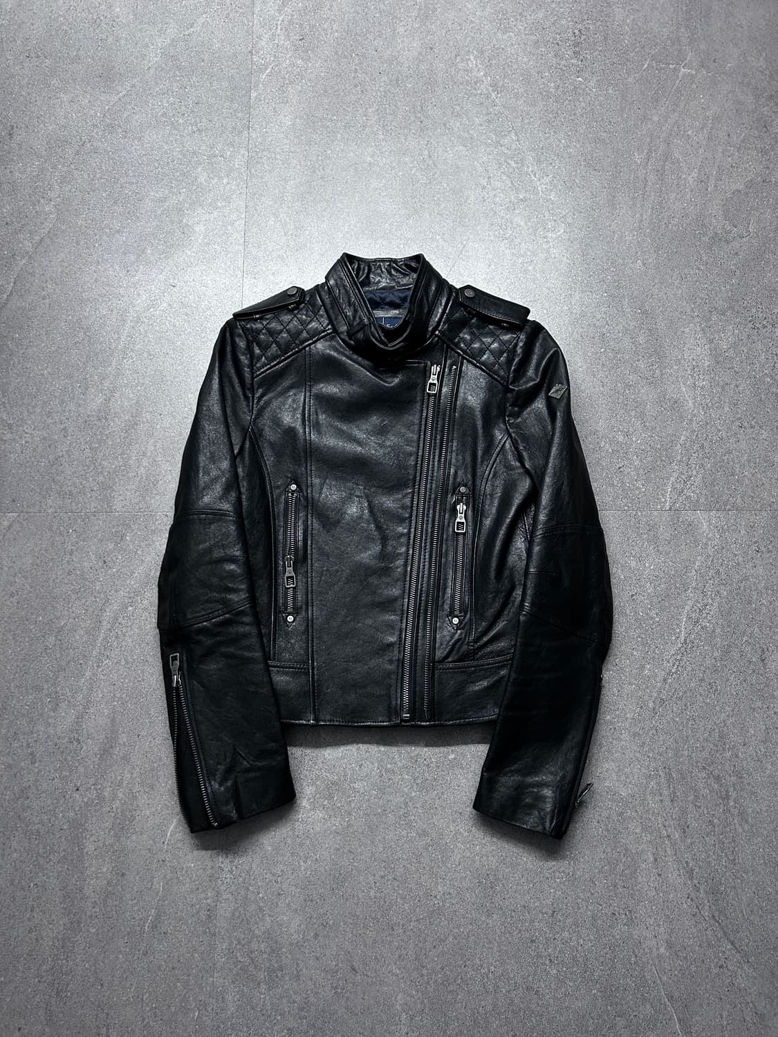 퀼팅 더블 지퍼 램스킨 라이더 자켓 상품이미지1