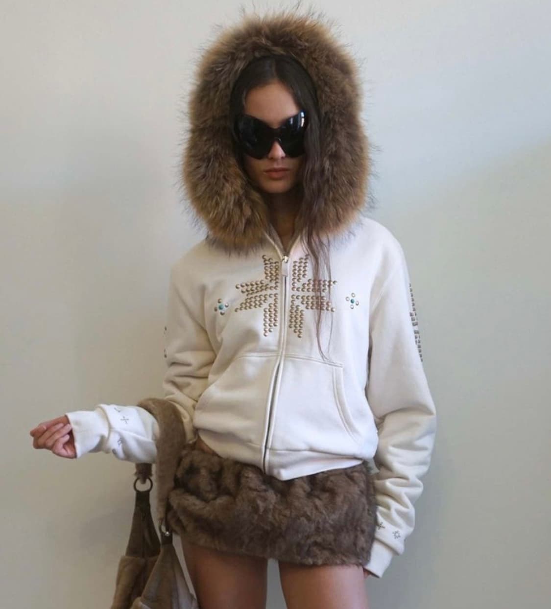 스컬프터 퍼 후드집업 상품이미지1