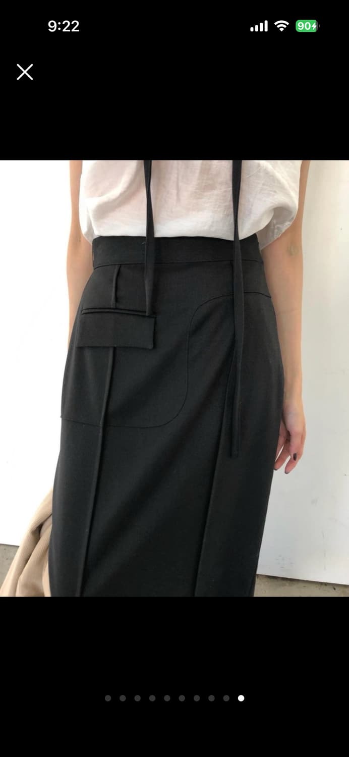 브리드 포켓 스트랩 울 스커트 차콜 S 상품이미지6