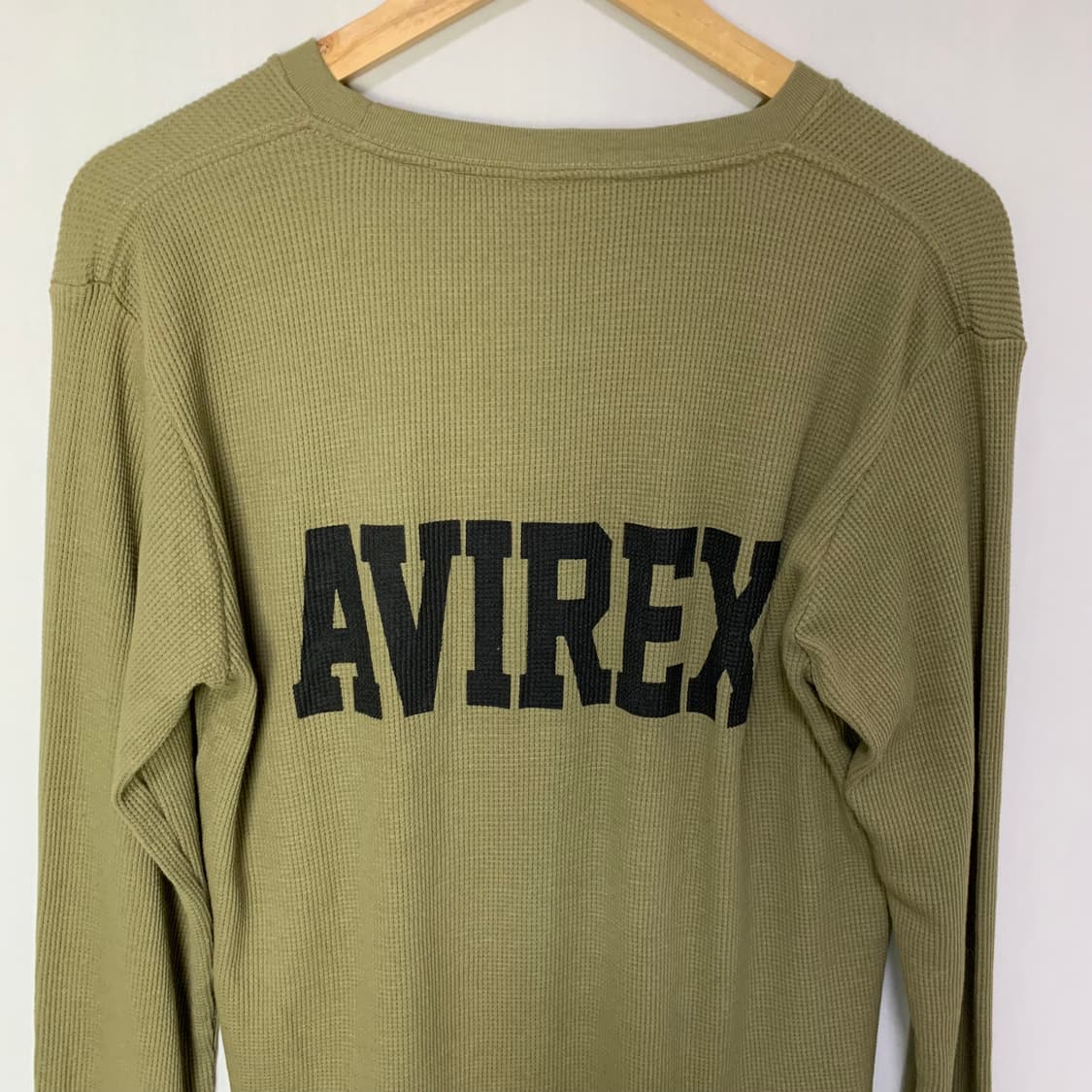 AVIREX 아비렉스 와플롱슬리브 성조기 카키 빈티지 XL 루즈핏 긴팔 상품이미지7