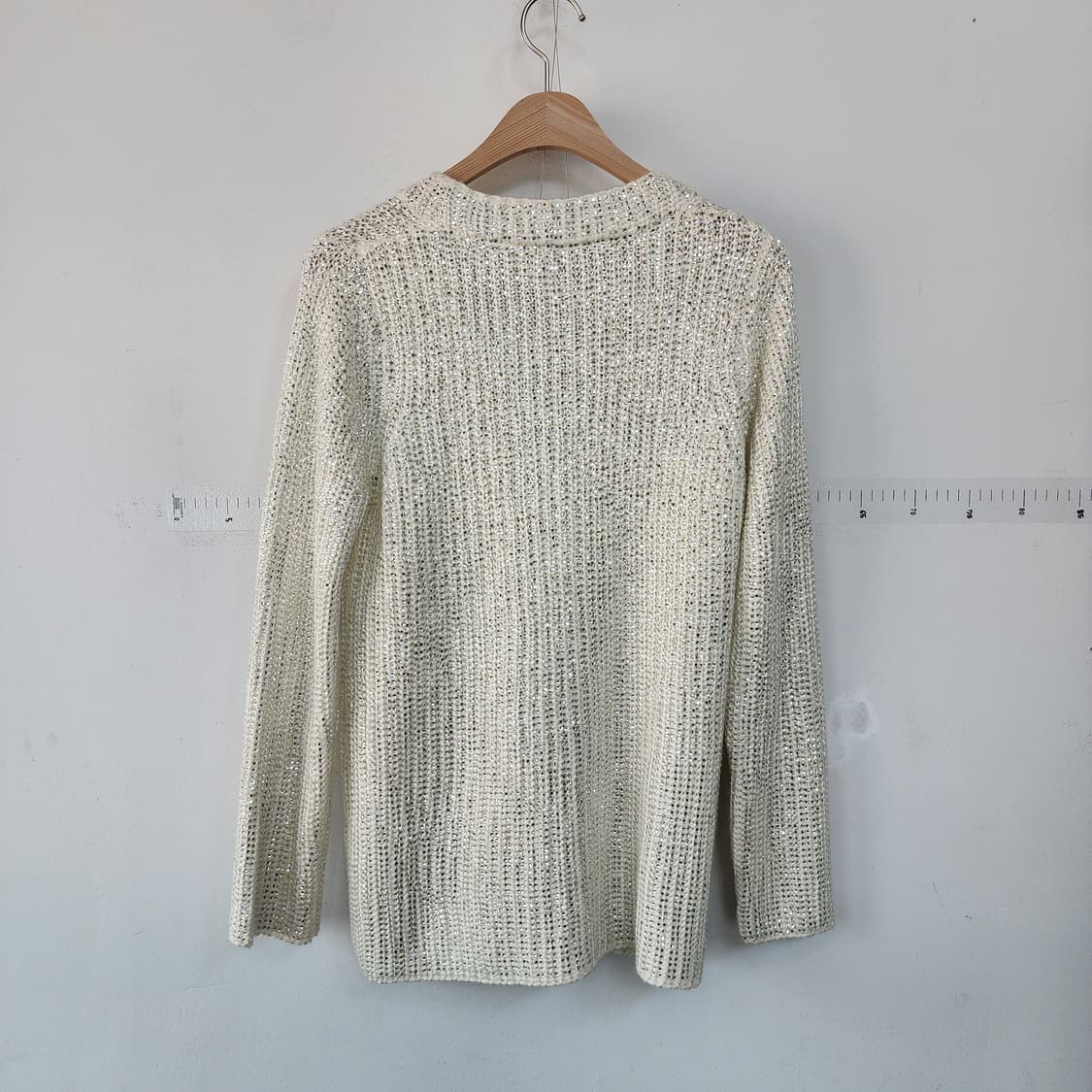 명품 올 큐빅 브이넥 니트 가디건 상품이미지5