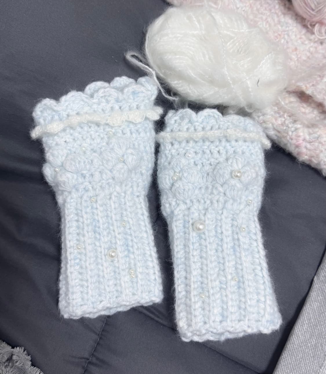 Handmade 뜨개워머 방울 레이스 상품이미지2