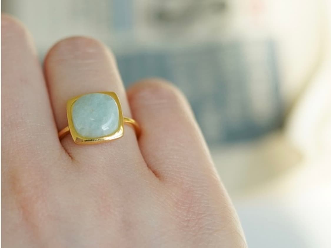 실버925 천연석 반지 / 밀키아쿠아마린 상품이미지1