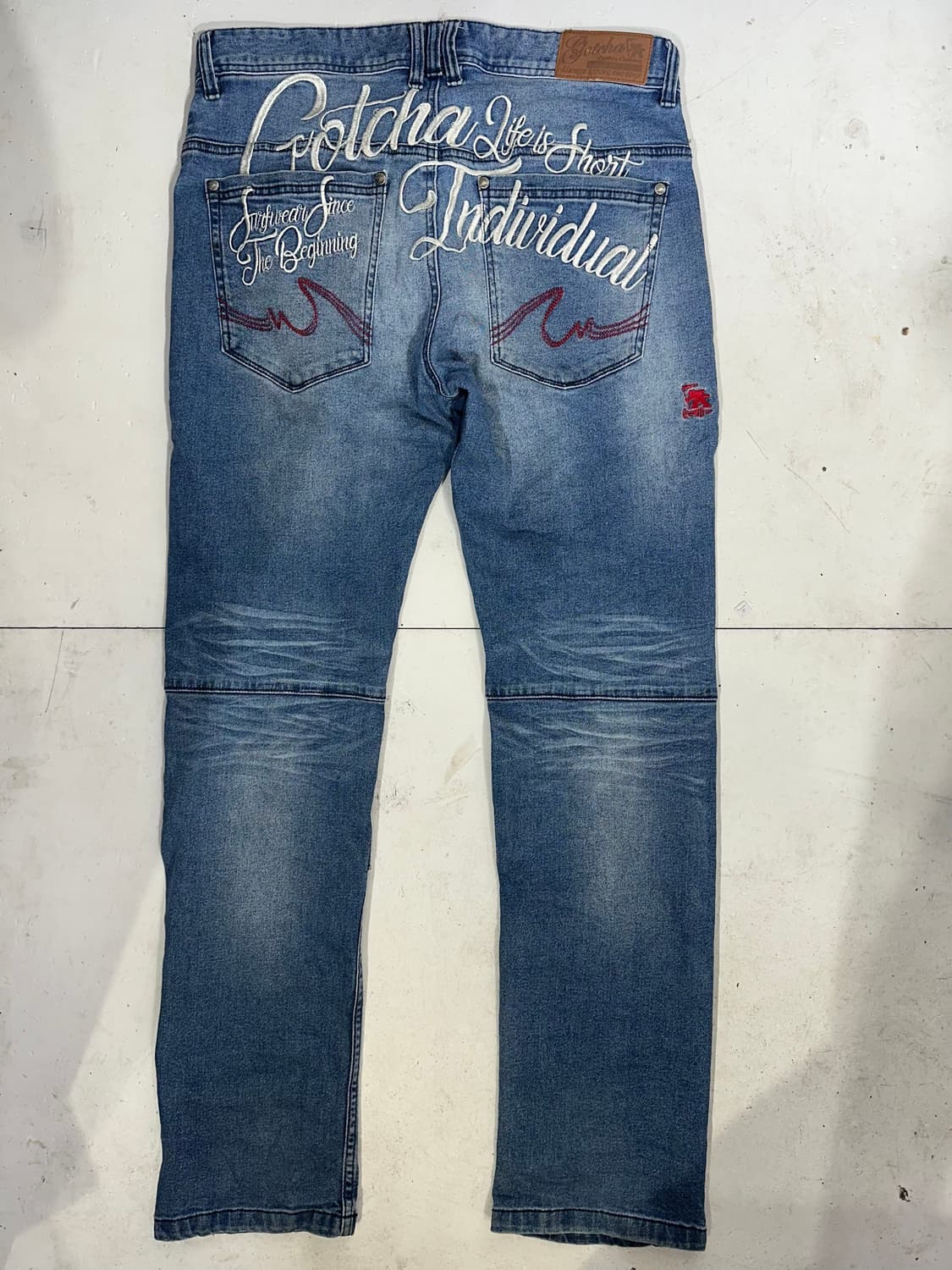 갓차 중청 새깅 자수 힙합 청바지 캣워싱 올드스쿨 데님 팬츠 XL 상품이미지5
